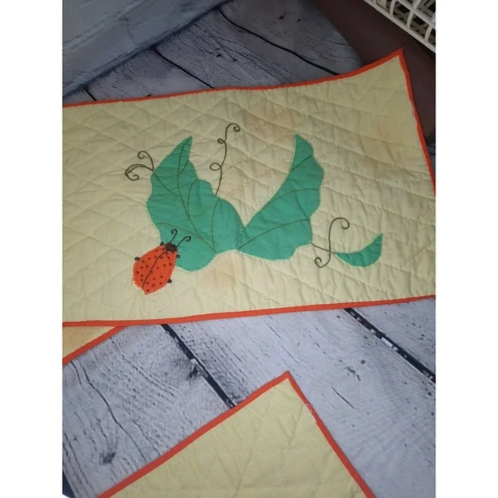 Handmade Ladybug Quilted‎ Placemat Set 5 Piece Table Decor Changing Pad Bassinet